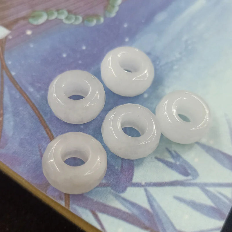 5Pcs Big Hole Beads Natural Semi-precious Stone Loose Beads Hole Size 6mm