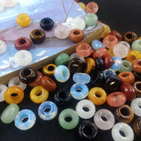 5Pcs Big Hole Beads Natural Semi-precious Stone Loose Beads Hole Size 6mm