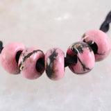 5Pcs Natural Stone Pink Rhodonite 14mm Big Hole Beads for DIY Jewelry Making