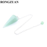5Pcs Natural Healing Gem Stone Pyramid Hexagonal Pendulum Chain Pendant