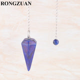 5Pcs Natural Healing Gem Stone Pyramid Hexagonal Pendulum Chain Pendant