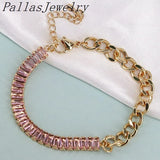 5Pcs Cubic Zirconia Chain Bracelet, Geometric Adjustable Tennis Women Bracelet