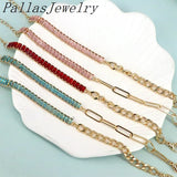 5Pcs Cubic Zirconia Chain Bracelet, Geometric Adjustable Tennis Women Bracelet