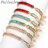 5Pcs Cubic Zirconia Chain Bracelet, Geometric Adjustable Tennis Women Bracelet