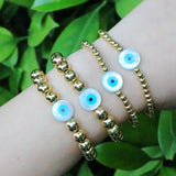 5Pcs Eye Bracelet Mother of Pearl Beaded Charm Bracelets Dainty