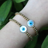5Pcs Eye Bracelet Mother of Pearl Beaded Charm Bracelets Dainty