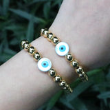 5Pcs Eye Bracelet Mother of Pearl Beaded Charm Bracelets Dainty