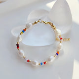 5Pcs Boho Beads Charm Bracelets Natural Freshwater Pearl Jewelry Gift Women