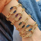Boho Copper Oval Charms Chain Link Bracelet for Women