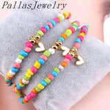 Boho Rainbow Bracelet Colorful Beads Ladies Jewellery Heart Bracelet