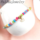 Boho Rainbow Bracelet Colorful Beads Ladies Jewellery Heart Bracelet