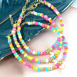 Boho Rainbow Bracelet Colorful Beads Ladies Jewellery Heart Bracelet