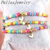 Boho Rainbow Bracelet Colorful Beads Ladies Jewellery Heart Bracelet