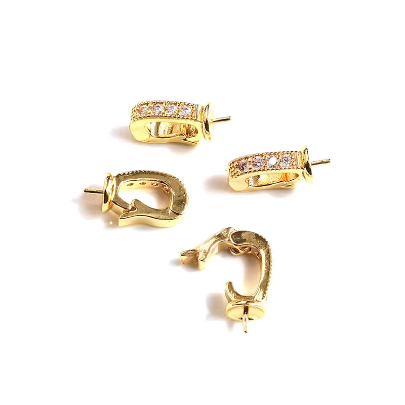 5Pcs Brass Enhancer Bails Cup & Peg Half Drilled Pearl Bead Pendant Setting