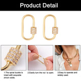 5Pcs Brass Clear CZ Screw Carabiner Lock Charms Oval Clasps DIY Necklaces
