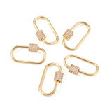 5Pcs Brass Clear CZ Screw Carabiner Lock Charms Oval Clasps DIY Necklaces