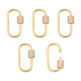 5Pcs Brass Clear CZ Screw Carabiner Lock Charms Oval Clasps DIY Necklaces