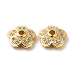 5Pcs Brass CZ Multi-Petal Bead Cap Cone Spacers for Bracelets