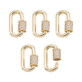 5Pcs CZ Carabiner Oval Lock Charms For DIY Necklaces Making 17.1x10.5x2mm