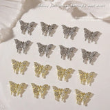 5Pcs Butterfly 3D Nail Art Charm Gold/Silver Zircon DIY Decoration