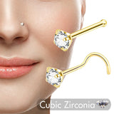 5Pcs CZ Crystal Nose Studs Rings Bone Shape Nostril Piercings 20g
