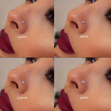5Pcs CZ Gem Surgical Nose Piercing Stud Crystal Stainless Steel