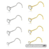 5Pcs CZ Gem Surgical Nose Piercing Stud Crystal Stainless Steel