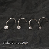 5Pcs CZ Gem Surgical Nose Piercing Stud Crystal Stainless Steel