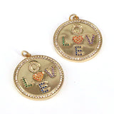 5Pcs CZ Micro Pave Round Pendant/Charm Cubic Zirconia Pendant/Charm
