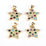 5Pcs CZ Micro Pave Star Charms Pendants Colorful Zirconia for Jewelry