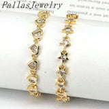 5Pcs CZ Star Heart Charm Link Chain Geometric CZ Bracelets