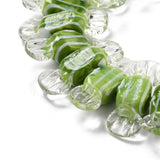 5Pcs Candy Striped Lampwork Beads Olive Red Pink Sweets