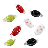 5Pcs Candy Striped Lampwork Beads Olive Red Pink Sweets