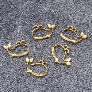 5Pcs Cartoon Whale Metal Frame Pendant UV Resin Jewelry DIY