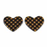 5Pcs Heart Shape Charms Grid Plaid Pendants for DIY Jewelry Making