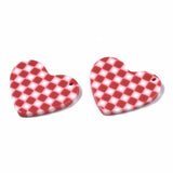5Pcs Heart Shape Charms Grid Plaid Pendants for DIY Jewelry Making