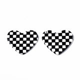 5Pcs Heart Shape Charms Grid Plaid Pendants for DIY Jewelry Making