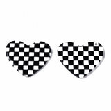 5Pcs Heart Shape Charms Grid Plaid Pendants for DIY Jewelry Making
