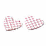 5Pcs Heart Shape Charms Grid Plaid Pendants for DIY Jewelry Making