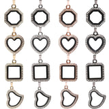 5Pcs Charm Heart,Squre Glass Living Memory Locket Pendant Craft Jewelry Making