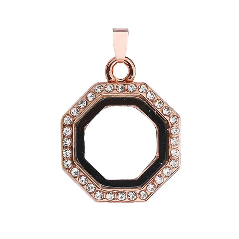 5Pcs Charm Heart,Squre Glass Living Memory Locket Pendant Craft Jewelry Making