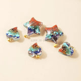 5Pcs Seven Chakra Healing Heart Pendant Necklace Crystal Gravel Stone