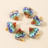 5Pcs Seven Chakra Healing Heart Pendant Necklace Crystal Gravel Stone