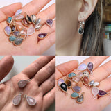 5Pcs Stone Water Drop Necklace Pendants for Jewelry Making