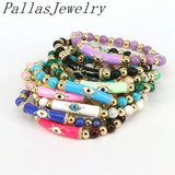5Pcs Natural Stone Beaded Bracelets with Eye Charm for Women Men