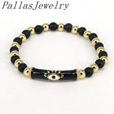 5Pcs Natural Stone Beaded Bracelets with Eye Charm for Women Men