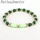 5Pcs Natural Stone Beaded Bracelets with Eye Charm for Women Men