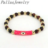 5Pcs Natural Stone Beaded Bracelets with Eye Charm for Women Men