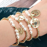 5Pcs Smiling Face Pendant Bracelet For Women DIY Jewelry