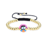 5Pcs Lucky Eye Round Bead Enamel Charm Bracelets Men Women Jewelry